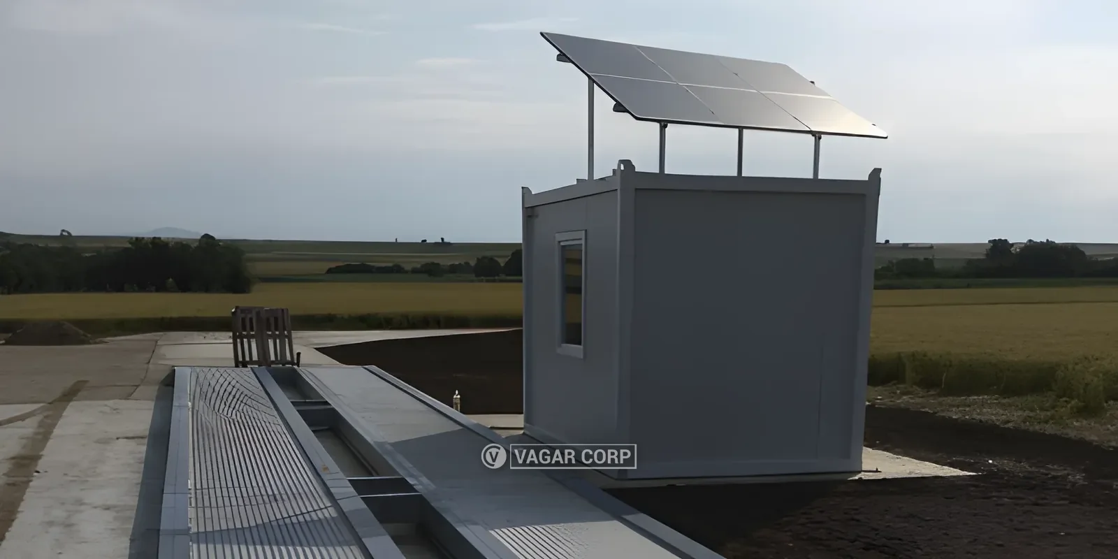 Vagarska kućica sa solarnim panelom pored vage